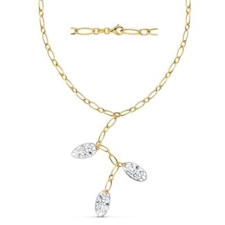 18K GARGANTILLA BICOLOR HUECA 42CM MOTIVOS OVALES