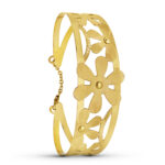 18K PULSERA RIGIDA ORO AMARILLO FLORES RIGIDA 20 MM