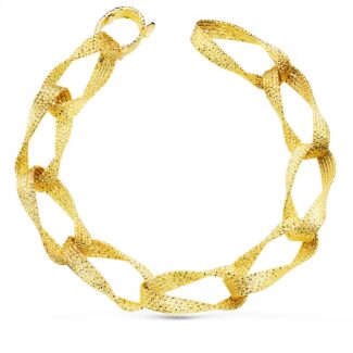 18K PULSERA ORO AMARILLO ESLABONES HUECOS ANCHO 11 MM LARGO 22 CM