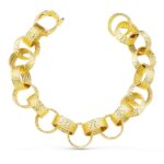 18K PULSERA ORO AMARILLO ESLABONES REDONDOS HUECOS ANCHO 12 MM LARGO 20CM