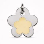 18K COLGANTE ACERO Y ORO AMARILLO FLOR