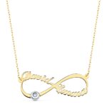 18K GARGANTILLA ORO BICOLOR INFINITO PERSONALIZADO 2 NOMBRES 35 MM DIAMANTE CADENA 44 2 CM