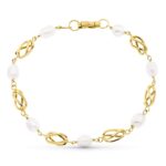 18K PULSERA ORO AMARILLO CON PERLA Y JAULAS