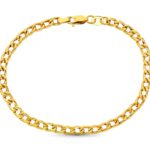 18K PULSERA ORO AMARILLO HUECA ESLABON BARBADO 18,5 CM 3 MM
