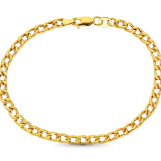 18K PULSERA ORO AMARILLO HUECA ESLABON BARBADO 18,5 CM 3 MM