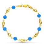 18K PULSERA ORO AMARILLO JAULA TURQUESA 17CM