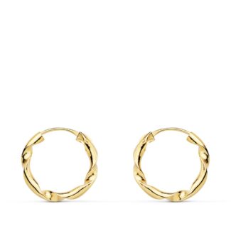 18K AROS ORO AMARILLO HUECOS RETORCIDOS, 14X2 MM