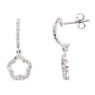 18K PENDIENTES LARGOS ORO BLANCO CON CIRCONITA 19X7 MM CIERRE PRESION