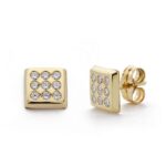 9K PENDIENTES ORO AMARILLO CUADRADOS 7X7 MM CIERRE PRESION
