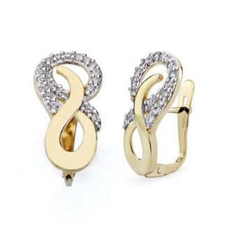 18K PENDIENTES ORO BICOLOR CIRCONITA 17X9 MM CIERRE CATALAN
