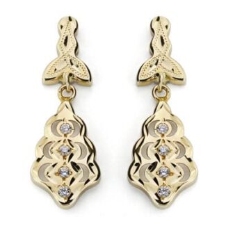 9K PENDIENTES ORO AMARILLO CUBANAS CIRCONITA 27X9 MM CIERRE CATALAN