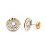 18K PENDIENTES ORO BICOLOR CIRCONITA 10 MM CIERRE PRESION