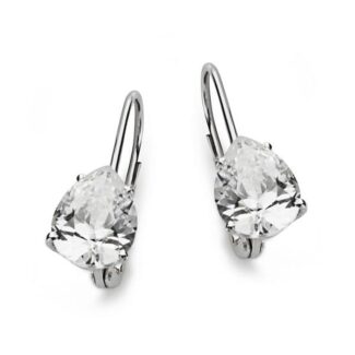 18K PENDIENTES CIRCONITA PERA ORO BLANCO 21X8 MM CIERRE GANCHO