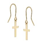 18K PENDIENTES CRUZ LISA ORO AMARILO 12 X 7 MM