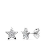 18K PENDIENTES ORO BLANCO ESTRELLA 6,5X6,5 MM CIERRE PRESION