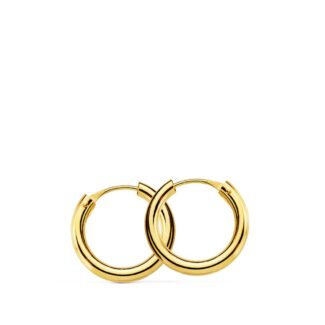 18K AROS ORO AMARILLO REDONDOS LISOS LIGEROS 14X2 MM
