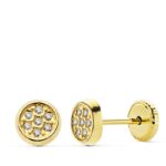 18K PENDIENTES ORO AMARILLO CIRCONITA TUERCA 5,5 MM