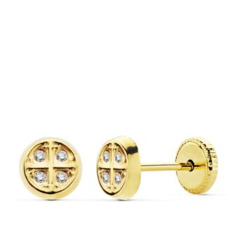 18K PENDIENTES ORO AMARILLO CIRCONITA TUERCA 5,5 MM