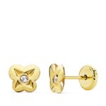 18K PENDIENTES ORO AMARILLO MARIPOSA 6X5,5 MM CIERRE TUERCA