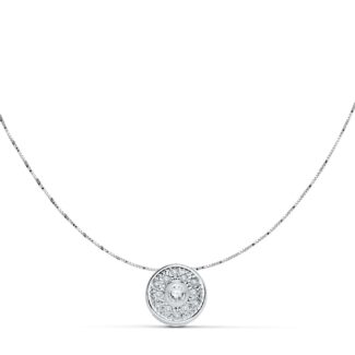 18K COLGANTE CIRCONITA ORO BLANCO 8 MM CADENA 42CM