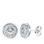 18K PENDIENTES ORO BLANCO REDONDOS 8 MM CIERRE PRESION