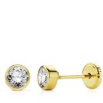 9K PENDIENTES CIRCONITA CHATON 4 MM CIERRE TUERCA