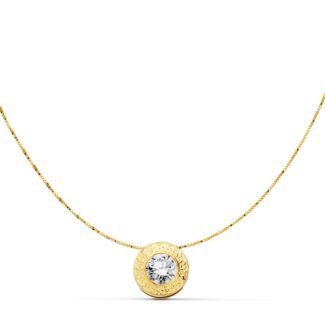 18K COLLAR ORO AMARILLO CON CIRCONITA 6,5 MM GRECA Y CADENA 42CM