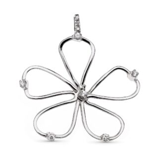 18K COLGANTE ORO BLANCO FLOR 35X38 MM