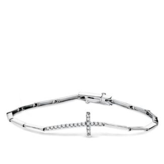18K PULSERA ORO BLANCO CRUZ 19,5 CM