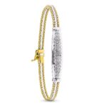 18K PULSERA ORO BICOLOR SEMIRIGIDA CON CIRCONITAS