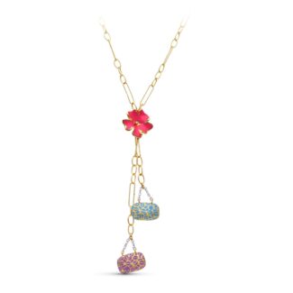 18K GARGANTILLA ORO AMARILLO MOTIVOS ESMALTE COLOR