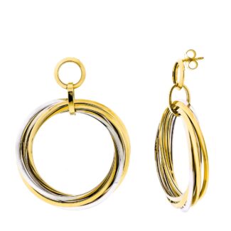 18K AROS BICOLOR DOS CUERPOS ENTRELAZADOS, 46 MMX4 MM CIERRE PRESION