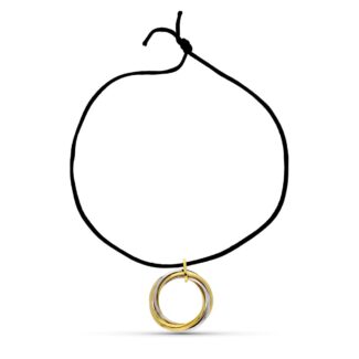 18K COLGANTE ORO BICOLOR AROS ENTRELAZADOS