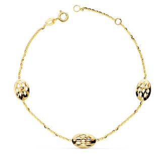 18K PULSERA ORO AMARILLO OVALES CALADOS 19,5CM