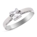 9K SOLITARIO ORO BLANCO CON CIRCONITA EN CARRE DE 5X5 MM