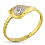 18K SORTIJA ORO BICOLOR CON MOTIVO Y CIRCONITAS, ANCHO: 7,5 MM