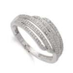 18K SORTIJA ORO BLANCO BANDAS CON CIRCONITAS, ANCHO: 7 MM