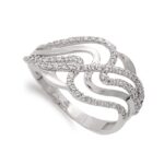 18K SORTIJA ORO BLANCO CON CIRCONITAS, ANCHO: 12 MM