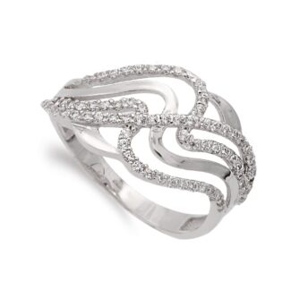 18K SORTIJA ORO BLANCO CON CIRCONITAS, ANCHO: 12 MM