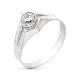 18K SOLITARIO ORO BLANCO HUECO CON CIRCONITA 5 MM, ANCHO: 8 MM