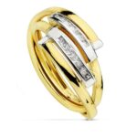 9K SORTIJA ORO BICOLOR CON BANDAS Y CIRCONITAS EN CARRIL, ANCHO: 10 MM