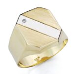 9K SELLO ORO AMARILLO BANDA ORO BLANCO CON CIRCONITA HUECO, MEDIDA: 17 X 13,5 MM