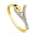 18K SORTIJA BICOLOR CIRCONITA CUERPO 1,5 MM