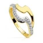 18K SORTIJA ORO BICOLOR CON CIRCONITAS, ANCHO: 9,5 MM