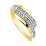 18K SORTIJA ORO BICOLOR CON CIRCONITAS, ANCHO: 7,5 MM