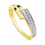 18K SORTIJA ORO BICOLOR CON CIRCONITAS, ANCHO: 6 MM