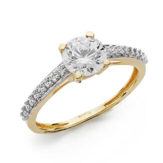 18K SOLITARIO ORO BICOLOR CIRCONITA 6 MM