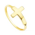 18K SORTIJA ORO AMARILLO CON CRUZ LISA DE 13 X 9 MM, ANCHO CUERPO: 1,2MM