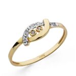 18K SORTIJA ORO BICOLOR MOTIVO CRUZADO CON CIRCONITAS, ANCHO: 5,5 MM