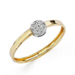 18K SORTIJA ORO BICOLOR MOTIVO REDONDO CON CIRCONITAS, ANCHO: 5 MM